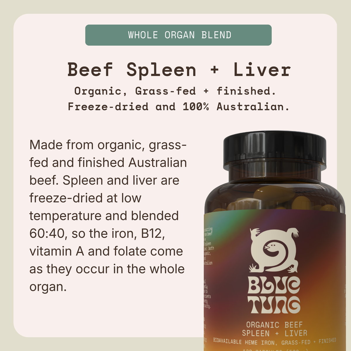 Organic Beef Spleen + Liver Capsules