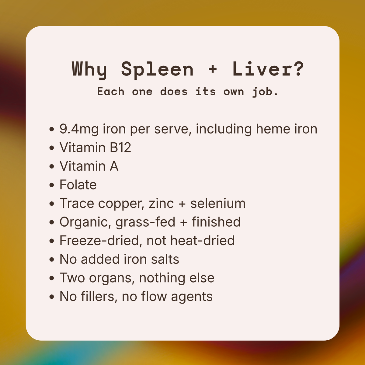 Organic Beef Spleen + Liver Capsules